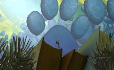 Soyut renkli arka plan, hayal gücü kavramı insan silueti.