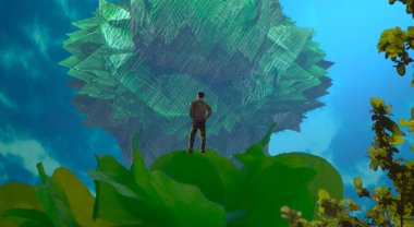 Soyut renkli arka plan, hayal gücü kavramı insan silueti.