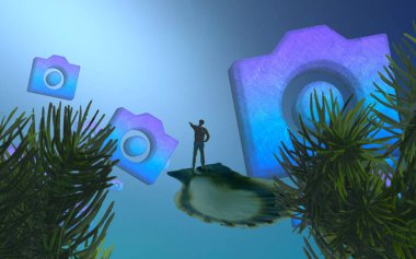 Soyut renkli arka plan, hayal gücü kavramı insan silueti.