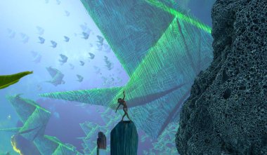 Soyut renkli arka plan, hayal gücü kavramı insan silueti.