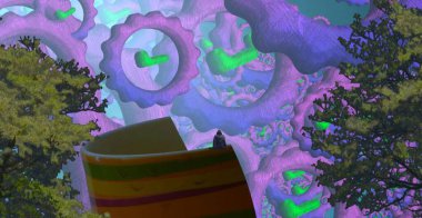 Soyut renkli arka plan, hayal gücü kavramı insan silueti.