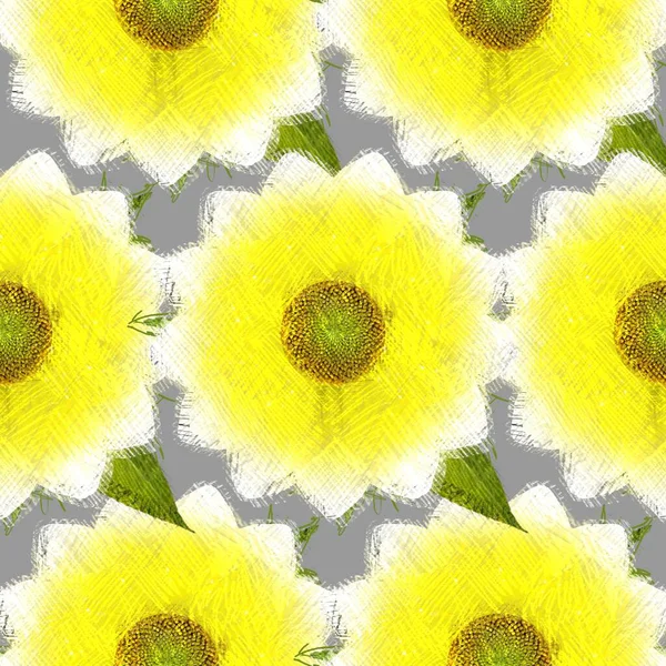 Naadloze Achtergrond Met Gele Bloemen — Stockfoto