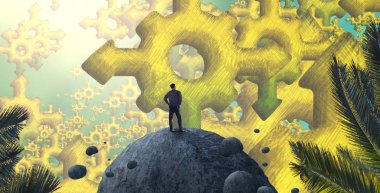 Soyut renkli arka plan, hayal gücü kavramı insan silueti.