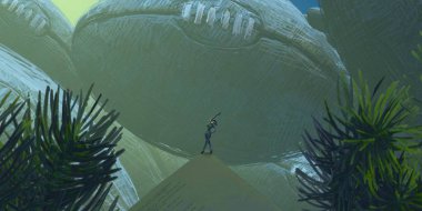 Soyut renkli arka plan, hayal gücü kavramı insan silueti.