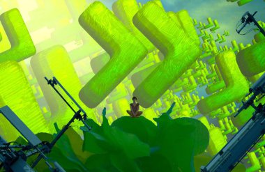 yeşil arka planda sarı bisiklet