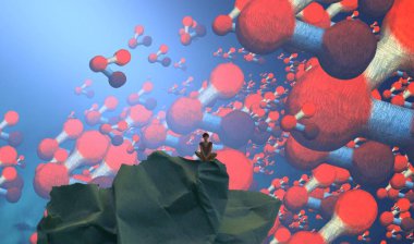 Soyut renkli arka plan, hayal gücü kavramı insan silueti.