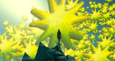 Soyut renkli arka plan, hayal gücü kavramı insan silueti.