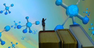 Soyut renkli arka plan, hayal gücü kavramı insan silueti.