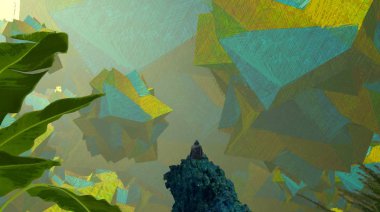 Soyut renkli arka plan, hayal gücü kavramı insan silueti.