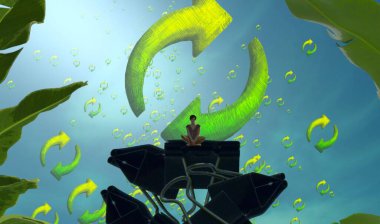 Soyut renkli arka plan, hayal gücü kavramı insan silueti.