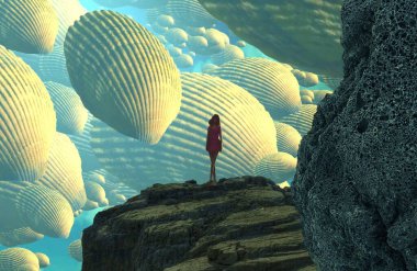 Soyut renkli arka plan, hayal gücü kavramı insan silueti.