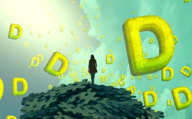 Soyut renkli arka plan, hayal gücü kavramı insan silueti.