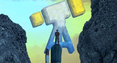 Soyut renkli arka plan, hayal gücü kavramı insan silueti.