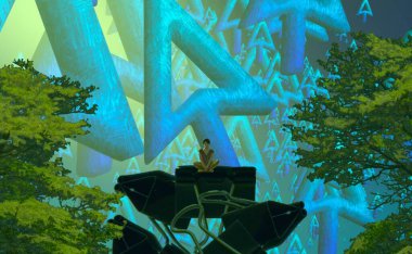 Soyut renkli arka plan, hayal gücü kavramı insan silueti.