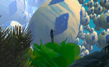 Soyut renkli arka plan, hayal gücü kavramı insan silueti.