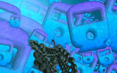 Soyut renkli arka plan, hayal gücü kavramı insan silueti.