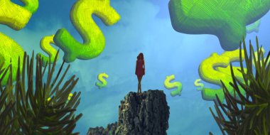 Soyut renkli arka plan, hayal gücü kavramı insan silueti.