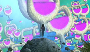 Soyut renkli arka plan, hayal gücü kavramı insan silueti.