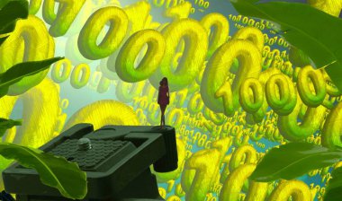 adam ve yeşil bilgisayar