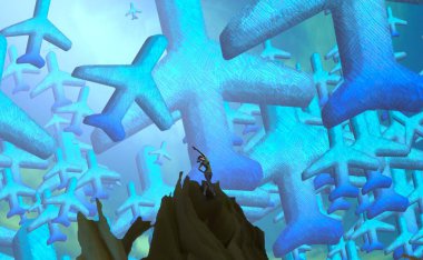 Soyut renkli arka plan, hayal gücü kavramı insan silueti.