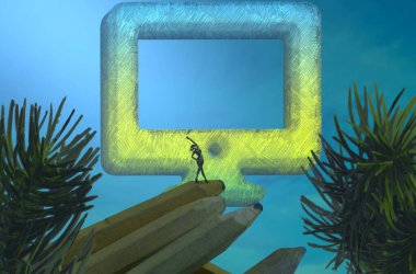 Soyut renkli arka plan, hayal gücü kavramı insan silueti.