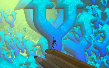 Soyut renkli arka plan, hayal gücü kavramı insan silueti.