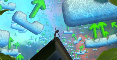 Soyut renkli arka plan, hayal gücü kavramı insan silueti.