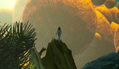 Soyut renkli arka plan, hayal gücü kavramı insan silueti.