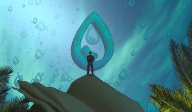 Soyut renkli arka plan, hayal gücü kavramı insan silueti.