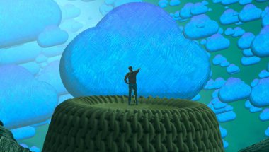 Soyut renkli arka plan, hayal gücü kavramı insan silueti.