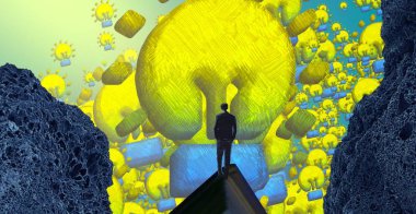 Soyut renkli arka plan, hayal gücü kavramı insan silueti.