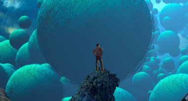 Soyut renkli arka plan, hayal gücü kavramı insan silueti.