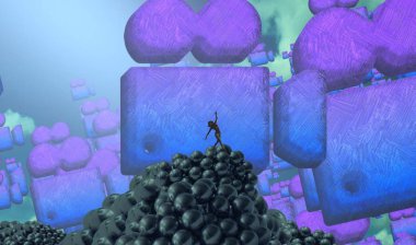 Soyut renkli arka plan, hayal gücü kavramı insan silueti.