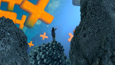 Soyut renkli arka plan, hayal gücü kavramı insan silueti.