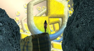 Soyut renkli arka plan, hayal gücü kavramı insan silueti.