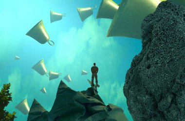 Soyut renkli arka plan, hayal gücü kavramı insan silueti.