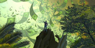 Soyut renkli arka plan, hayal gücü kavramı insan silueti.