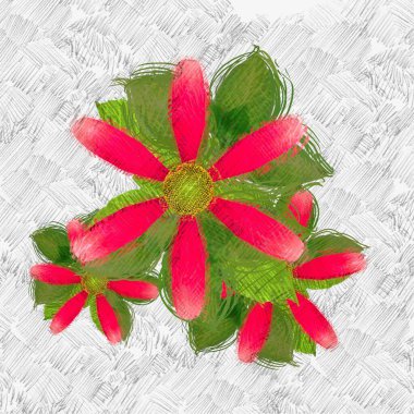 Beyaz arkaplanda kırmızı yapraklar