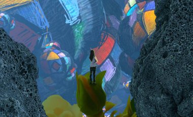 bir ağaç üzerinde oturan kadın