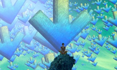 Soyut renkli arka plan, hayal gücü kavramı insan silueti.