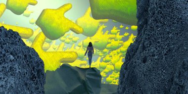 Soyut renkli arka plan, hayal gücü kavramı insan silueti.