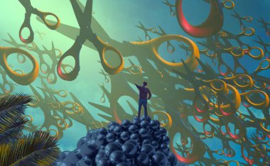 Soyut renkli arka plan, hayal gücü kavramı insan silueti.