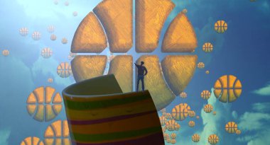 Soyut renkli arka plan, hayal gücü kavramı insan silueti.