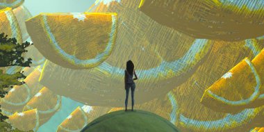 Soyut renkli arka plan, hayal gücü kavramı insan silueti.