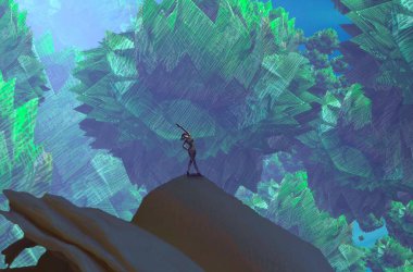 Soyut renkli arka plan, hayal gücü kavramı insan silueti.