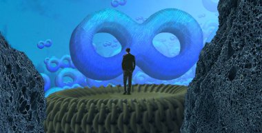 Soyut renkli arka plan, hayal gücü kavramı insan silueti.