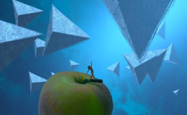 Soyut renkli arka plan, hayal gücü kavramı insan silueti.