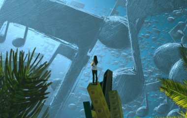 Soyut renkli arka plan, hayal gücü kavramı insan silueti.