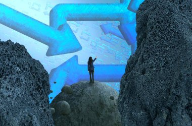 Soyut renkli arka plan, hayal gücü kavramı insan silueti.