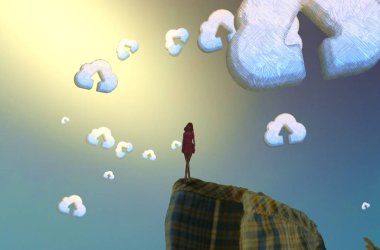 Balonlu genç kadın